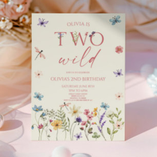 Zwei Wilde Wildblume Wilde Blume 2. Geburtstag Par Einladung