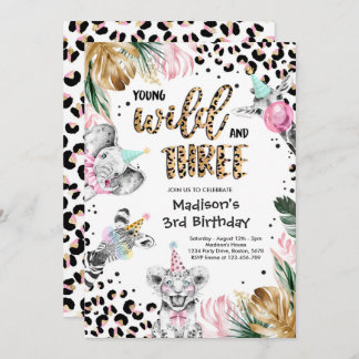 Zwei Wildleopard Print Safari Tiere Geburtstag Inv Einladung