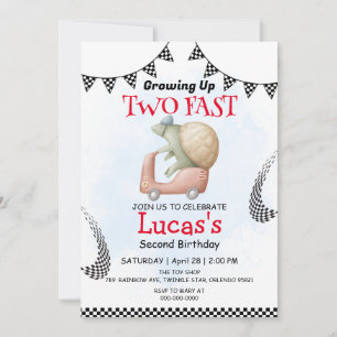 Zwei Wildschildkrötenfahrräder 2. Geburtstag Party Einladung