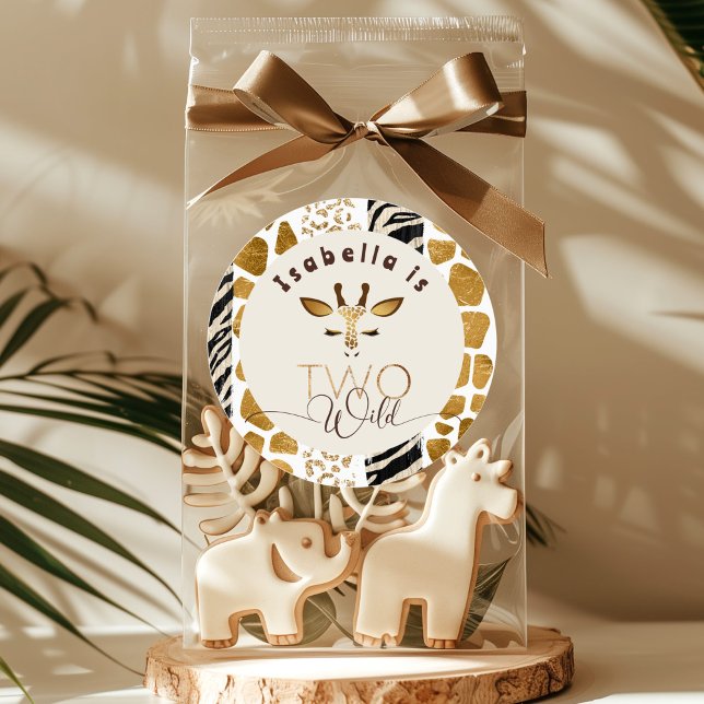 Zwei Wildtier-Giraffen zum Geburtstag Runder Aufkleber (Von Creator hochgeladen)