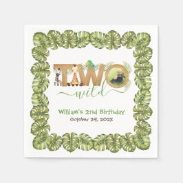 Zwei Wildtiere 2. Geburtstag Party Foto Serviette