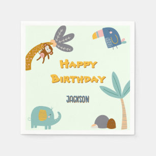 Zwei Wildtiere, 2. Geburtstag, Safari Tiere Niedli Serviette