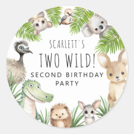 Zwei Wildtiere! Aussie Animal Birthday Party Runder Aufkleber
