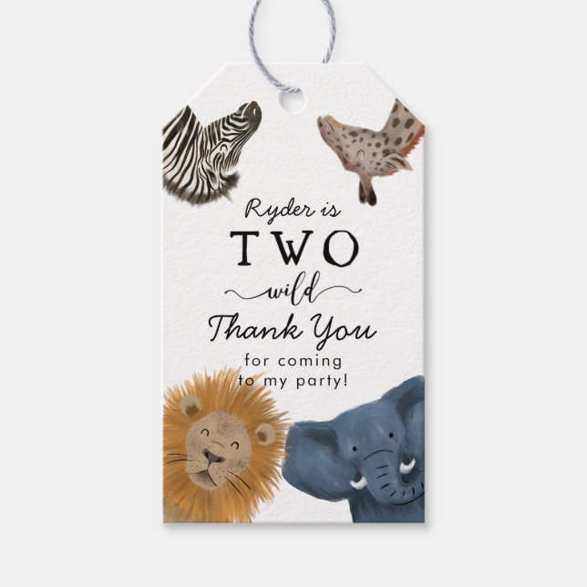 Zwei Wildtiere - Geburtstagsparty Geschenkanhänger (Vorderseite)