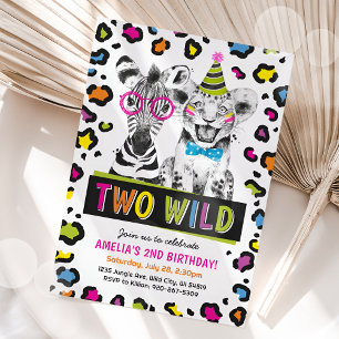 Zwei Wildtiere Safari Tiere 2. Geburtstag Leopard Einladung