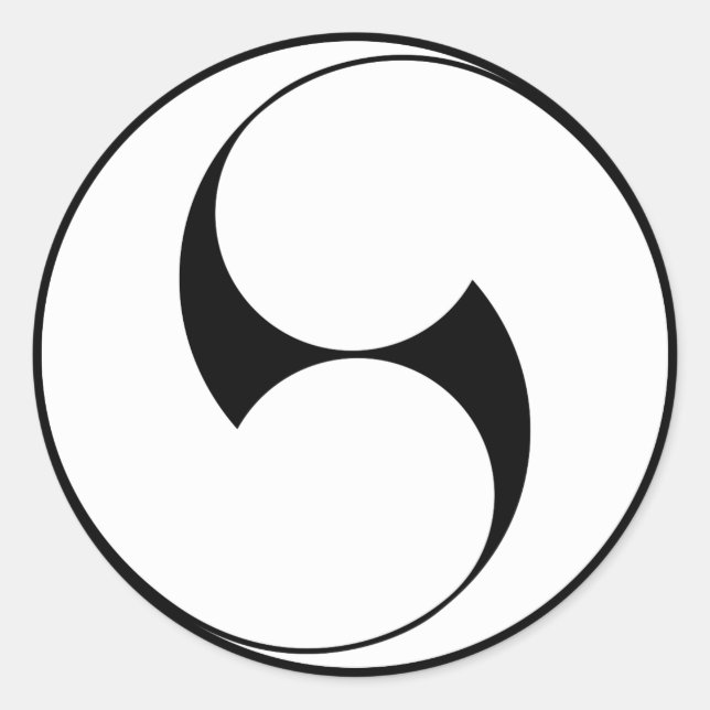 Zwei Wirbel gegen den Uhrzeigersinn (Jinuki) Runder Aufkleber (Vorderseite)