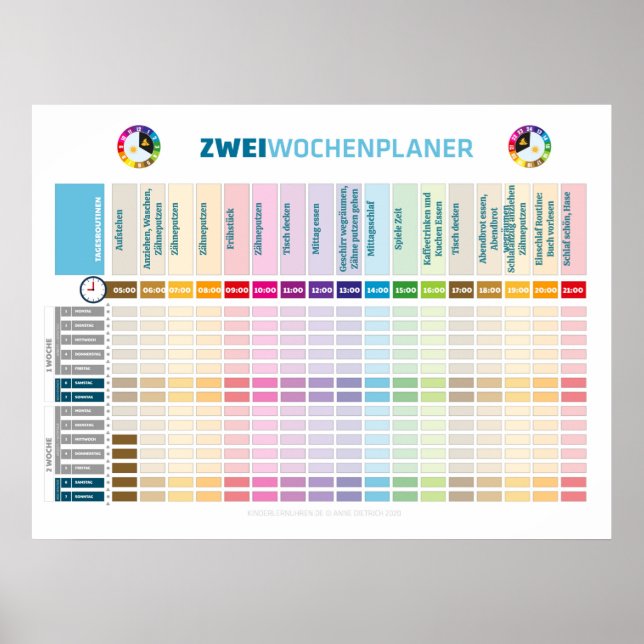Zwei Wochenplaner für Kinder im Wechselmodell Poster (Vorne)