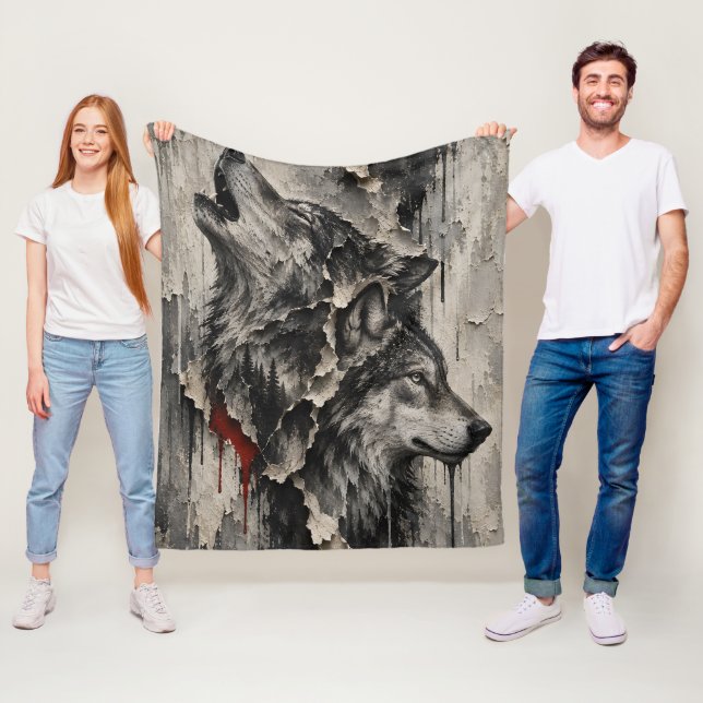 Zwei Wölfe, Ein Herz Fleecedecke (Beispiel)
