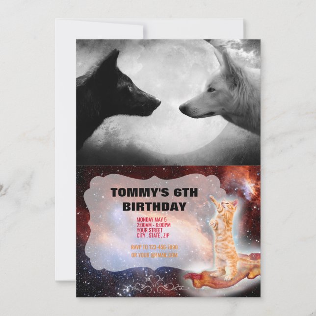 Zwei Wölfe gegenüberstehen Einladung (Vorderseite)