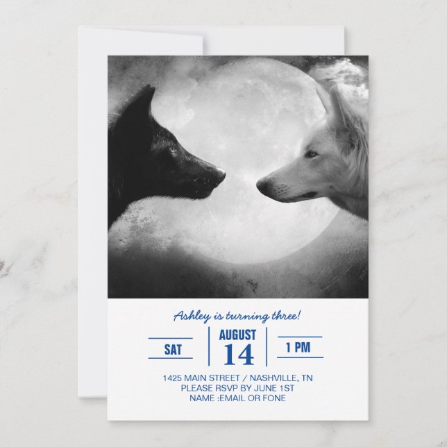 Zwei Wölfe gegenüberstehen Einladung (Vorderseite)