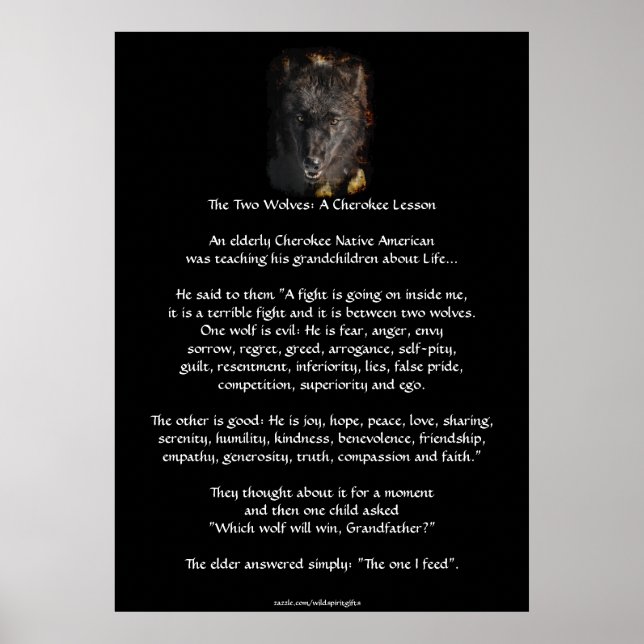 ZWEI WOLVES CHEROKEE STORY Wolf Art Poster (Vorne)