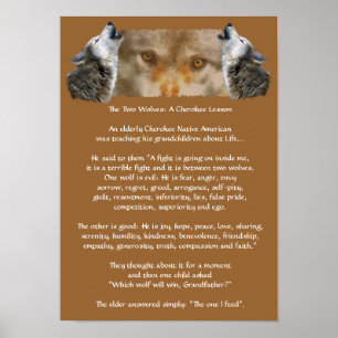 ZWEI WOLVES CHEROKEE STORY Wolf Poster (kleiner)