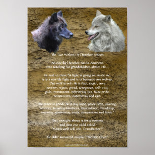 ZWEI WOLVES CHEROKEE TALE Art Poster