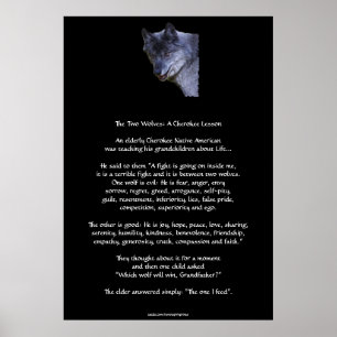 ZWEI WOLVES CHEROKEE TALE Art Poster