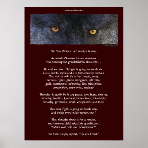 ZWEI WOLVES CHEROKEE TALE Art Poster