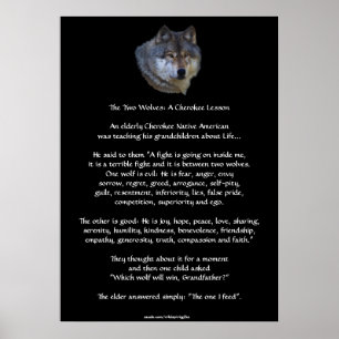ZWEI WOLVES CHEROKEE TALE Art Poster