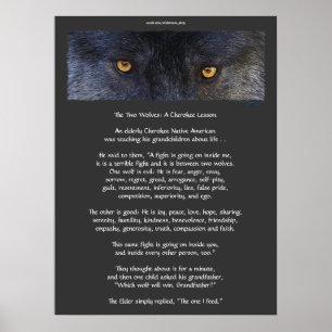 ZWEI WOLVES CHEROKEE TALE Art Poster