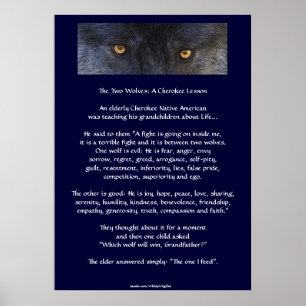 ZWEI WOLVES CHEROKEE TALE Art Poster