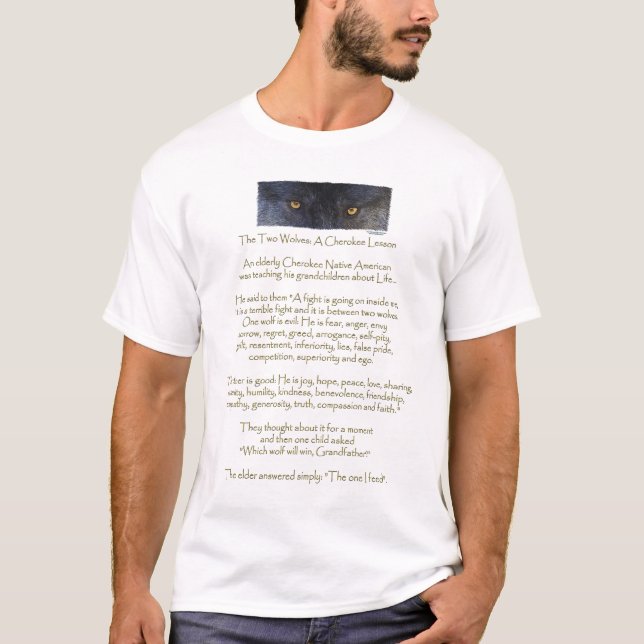 ZWEI WOLVES CHEROKEE TALE Zerstörtes Shirt (Vorderseite)