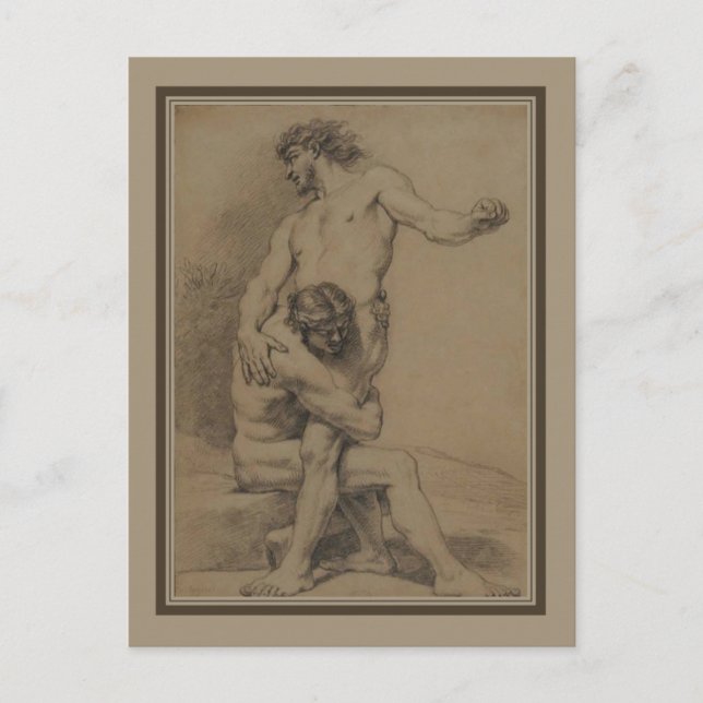 Zwei Wrestler auf der Platte Montagne Postkarte (Vorderseite)