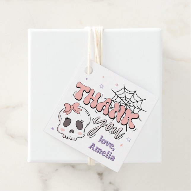 Zwei wunderschöne Niedliche Pink Halloween Geburts Geschenkanhänger (Beispiel)