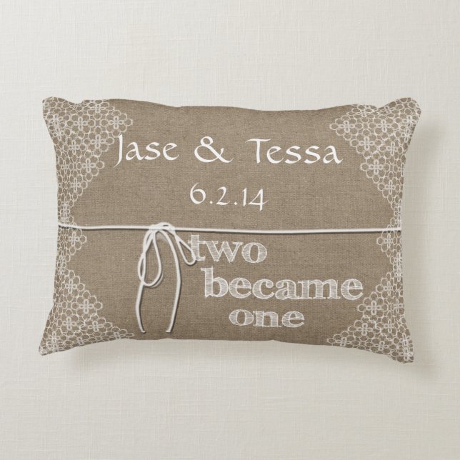 Zwei wurden eine Hochzeit Dekokissen (Rückseite)