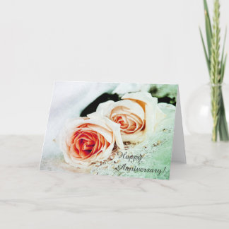 Zwei zarte Korallenrosen - herzlichen Glückwunsch Karte