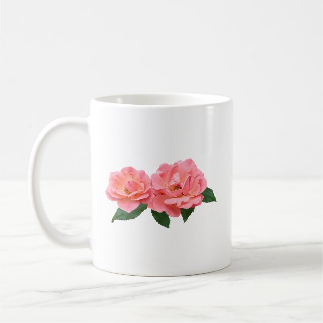 Zwei zarte rosa Rosen Kaffeetasse (Links)