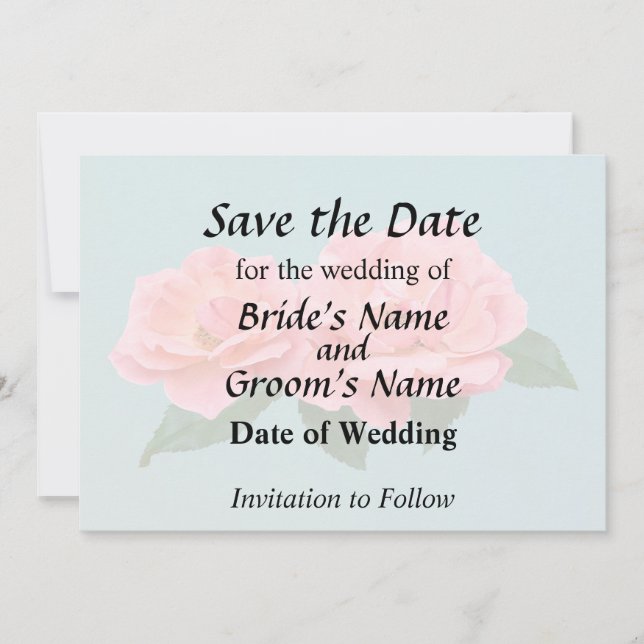 Zwei zarte rosa Rosen Save The Date (Vorderseite)