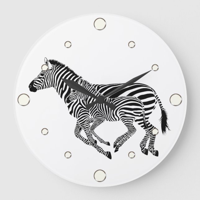 Zwei Zebra-Uhr Große Wanduhr (Vorderseite)