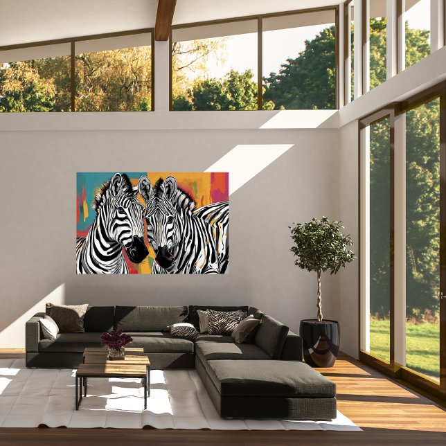 Zwei Zebras Modernes Kunstposter Poster (Two Zebras Modern Art Poster)
