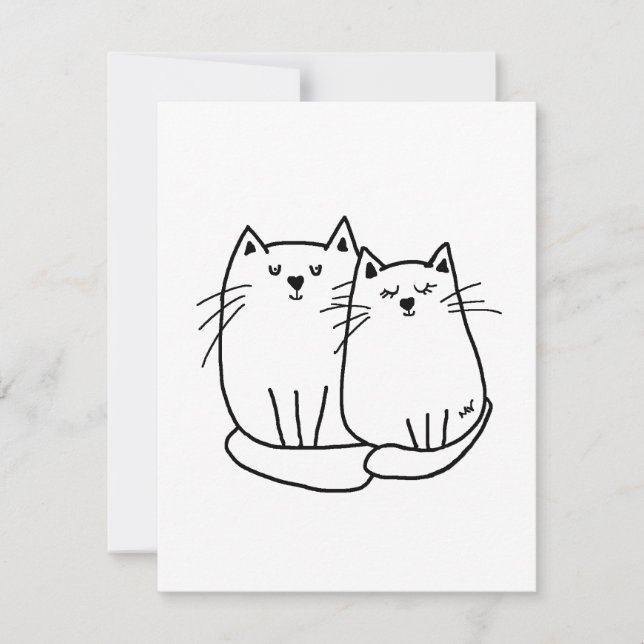 Zwei Zeichnend Katzen Mitteilungskarte (Vorderseite)