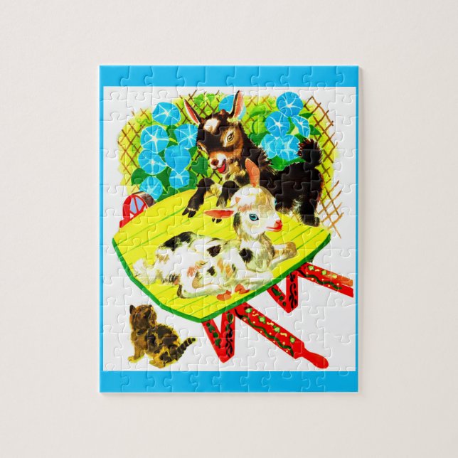 zwei Ziegen ein Kätzchen Puzzle (Vertikal)