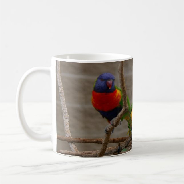 Zwei Zoovögel. Liebe, John-15:12 Tasse (Links)