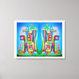 Zwei zukünftige Städte Kunst-Leinwand Leinwanddruck