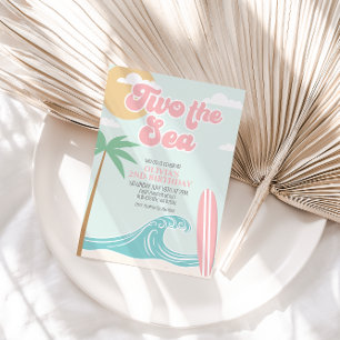 Zwei zum Meer PINK Surf Strand 2. Geburtstag Einladung