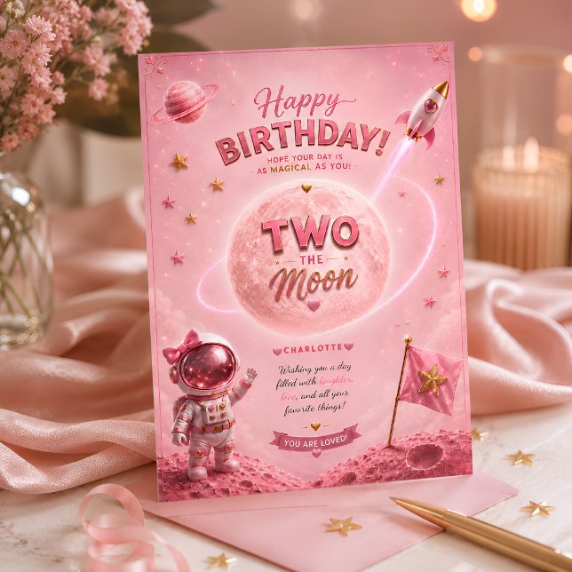 Zwei zum Mond Geburtstag Karte (Von Creator hochgeladen)