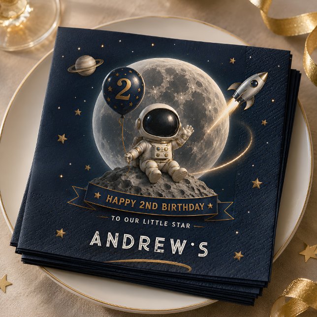 Zwei Zum Mond Geburtstag Serviette (Von Creator hochgeladen)