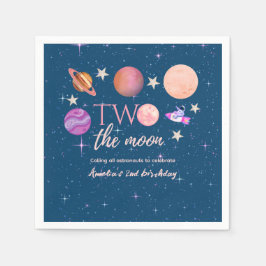 Zwei zum Mond Weltraumschiff Planeten 2. Geburtsta Serviette