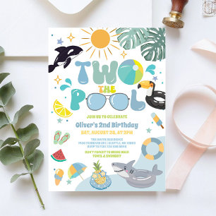 Zwei Zum Pool Poolparty Sommer 2. Geburtstag Einladung