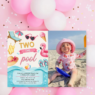 Zwei zum Pool Sommer Geburtstagsfeier Foto Einladung