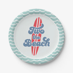 Zwei zum Strand! Surfstrand 2. Geburtstag Papier T Pappteller