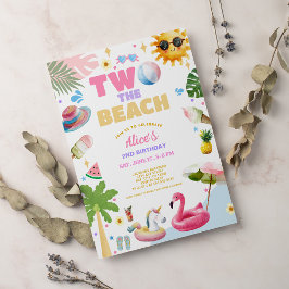 Zwei zum Strand Tropischer Sommer 2. Geburtstagsfe Einladung
