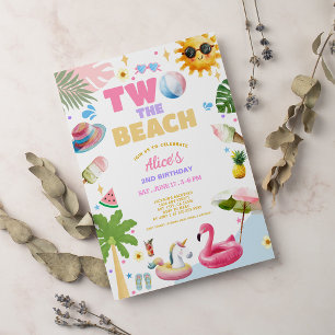 Zwei zum Strand Tropischer Sommer 2. Geburtstagsfe Einladung