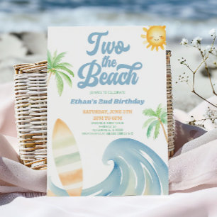 Zwei zur Strand-Surf-Blue 2. Geburtstagsfeier Einladung