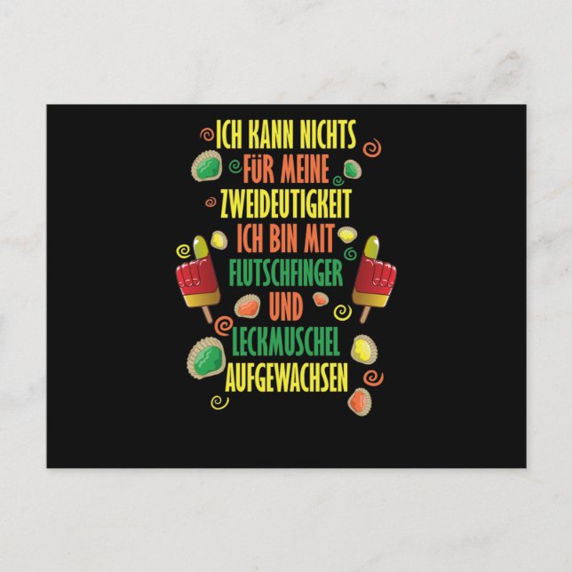 zweideutige Sprüche / Flutschfinger und Leckmusche Postkarte (Vorderseite)