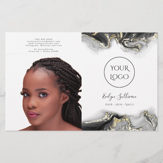 Zweifach-Broschüre für die Gestaltung von schwarze (Vorderseite)