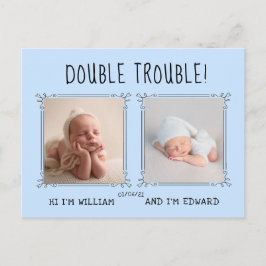 Zweifache Geburtsankündigungskarte, doppelt so vie Postkarte