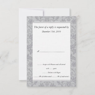 Zweifarbige graue Damask-RSVP-Karten RSVP Karte