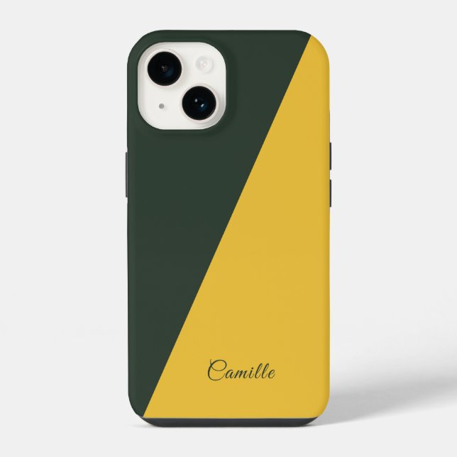 Zweifarbiges Gold- und Waldgrün-Handyhülle iPhone Hülle (Rückseite)